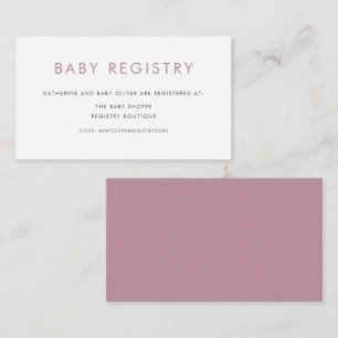 Mauve Minimalist Typography Baby Registry Enclosure Card