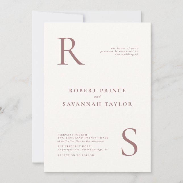 Mauve Minimalist Wedding Invitation (Front)