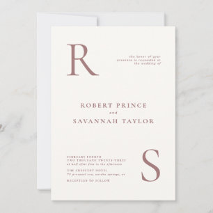 Mauve Minimalist Wedding Invitation