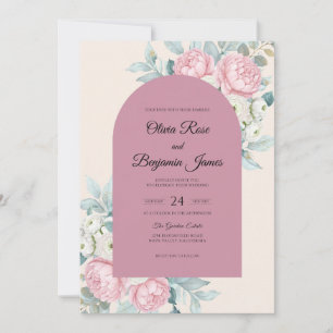 Mauve Mint Petal Wedding Invitation