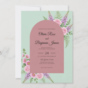 Mauve Mint Wildflower Wedding Invitation