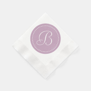 Mauve Mist/White Dot Monogram Napkin