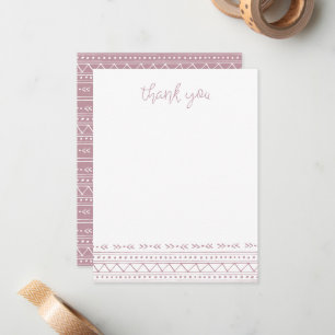 Mauve Modern Boho Thank You Card