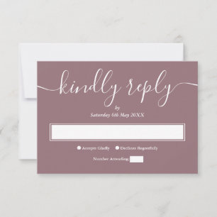 Mauve Modern Minimalist Elegant Script RSVP Card