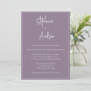 Mauve Modern Simple Wedding Invitation