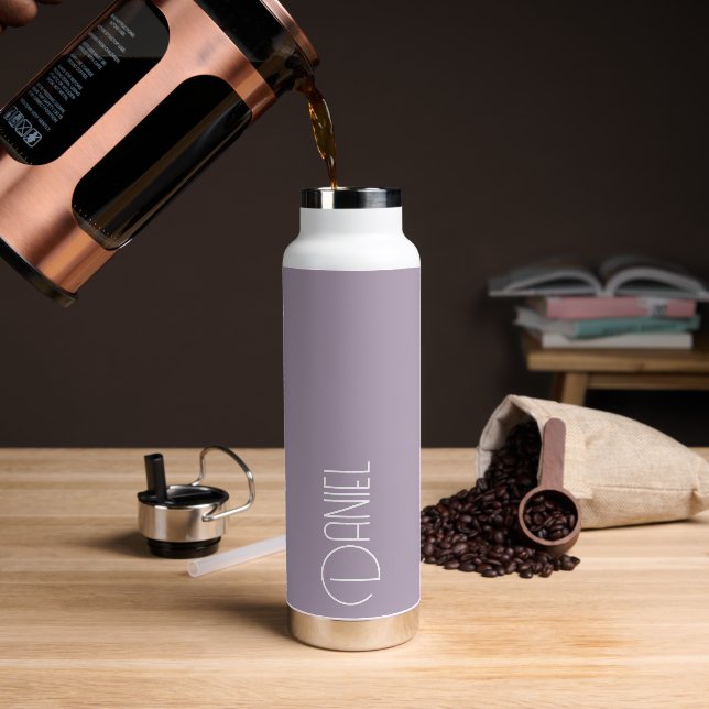 Mauve Modern Typography Personalised Water Bottle (Coffee)