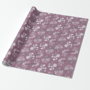 Mauve Monochrome Floral Wrapping Paper