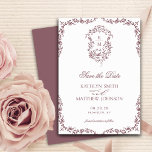 Mauve Monogram Floral Vintage Crest Wedding Save The Date<br><div class="desc">Mauve Monogram Floral Vintage Crest Wedding Save the Date Card. Celebrate your special day with this elegant and beautiful wedding invitation design to beautify your special occasion. All the texts are pre-arranged for you to personalise easily and quickly with your own details.</div>