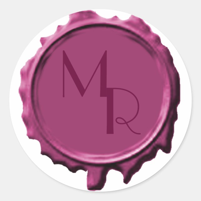 Mauve Monogram Seal Wedding Stickers (Front)