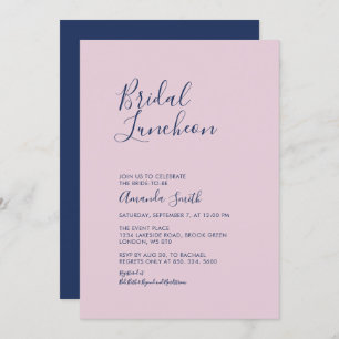 Mauve & Navy   Simple Minimal Bridal Luncheon Invitation