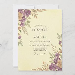 Mauve Ochre Wildflower Wedding Invitation