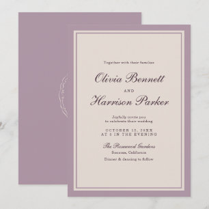 Mauve Old Money Wedding Invitation