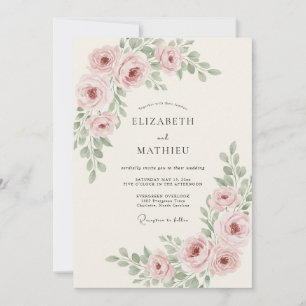 Mauve Olive Peony Wedding Invitation