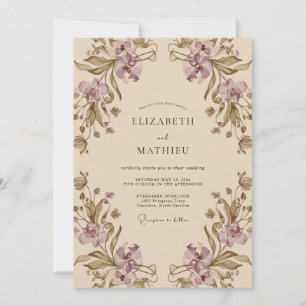 Mauve Olive Vine Wedding Invitation