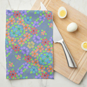 Mauve Orange and Blue Tea Towel