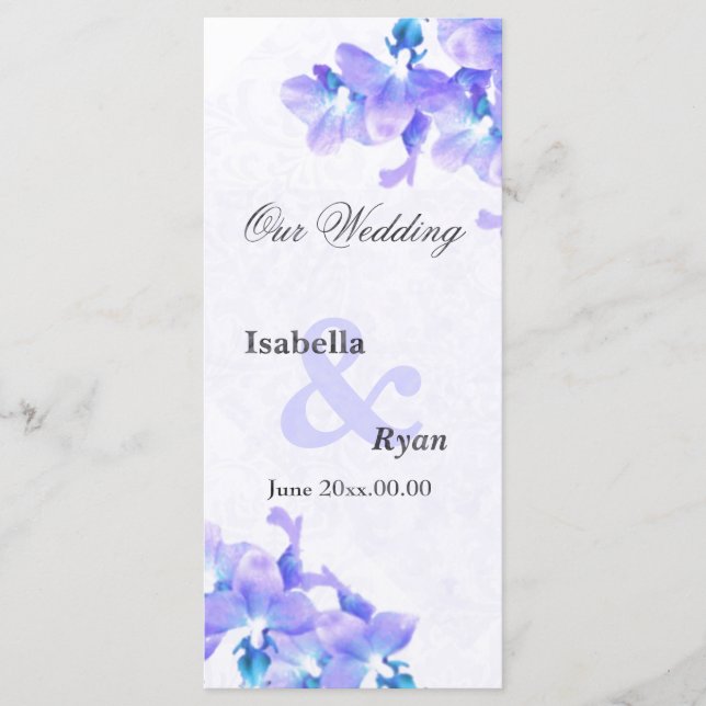 Mauve Orchids Wedding Program Rack Card (Front)