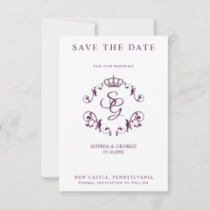 Mauve Ornamental Border with Crown & Initials