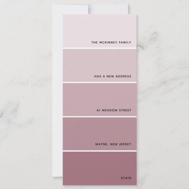 Mauve Paint Swatch New Address Announcement (Front)