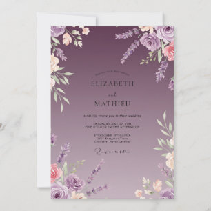 Mauve Painted Petal Wedding Invitation