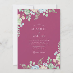Mauve Painted Ranunculus Wedding Invitation
