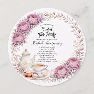 Mauve Palette Tea Party Bridal Shower Invitation