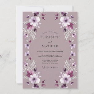Mauve Pastel Floral Wedding Invitation