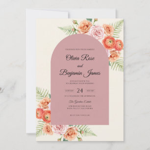 Mauve Peach Bloom Wedding Invitation