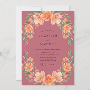 Mauve Peach Petal Wedding Invitation