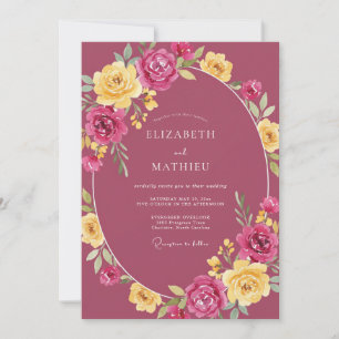 Mauve Peony Painted Wedding Invitation