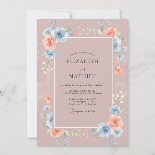 Mauve Periwinkle Petal Wedding Invitation
