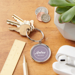 Mauve Personalised Wedding Best Man Key Ring