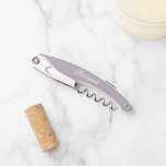 Mauve Personalised Wedding Bridesmaid Corkscrew<br><div class="desc">Trendy mauve colour wine corkscrew opener for your wedding bridesmaid along with her name on back and printed in white,  stylised script. Personalise corkscrew by replacing name with your bridesmaid name. Available in many,  popular bridesmaid wedding colour schemes. Available in many,  popular bridesmaid wedding colour schemes.</div>