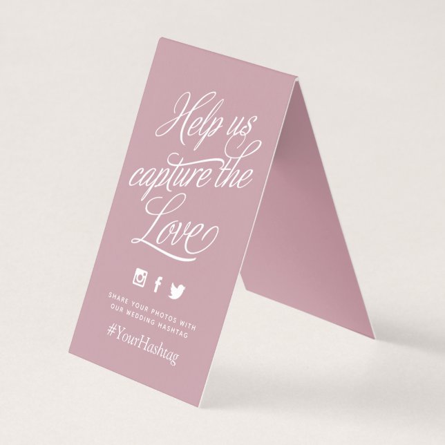 Mauve Personalised Wedding Hashtag Sign (Front)