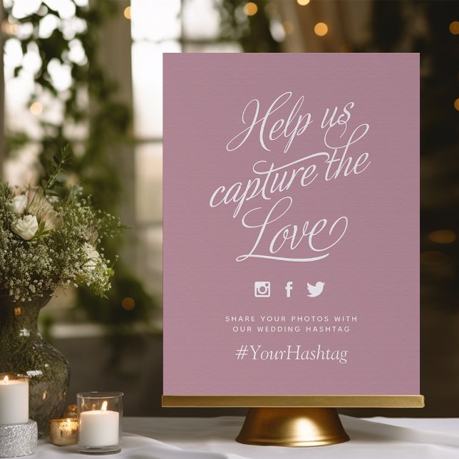 Mauve Personalised Wedding Hashtag Sign (Creator Uploaded)