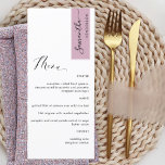 Mauve Personalised with Guest Name Elegant Menu<br><div class="desc">Why spend in place cards and menu cards when you can have an elegant All-in-one elegant Menu personalised with each guest name! Contemporary, simple and elegant design with beautiful modern hand written calligraphy. Stripe on the top right corner in mauve tone with guest name in black. Back in same mauve...</div>