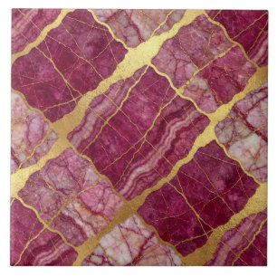 Mauve Pink and Gold Marble Tile