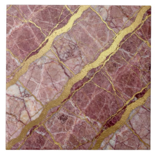 Mauve Pink and Gold Marble Tile