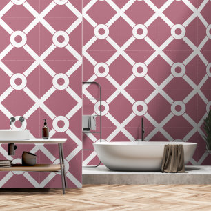 Mauve Pink and White Modern Lattice Wallpaper