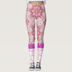 Mauve Pink Brick Leggings Floral