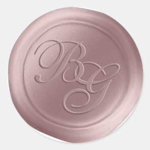 Mauve Pink Calligraphy Monogram Wax Seal Stickers