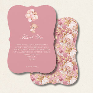 Mauve Pink, Florals Baby Shower Thank You Card