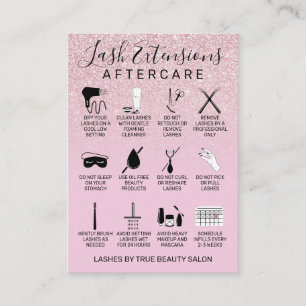 Mauve Pink Glitter Lash Extensions Aftercare Icon Business Card