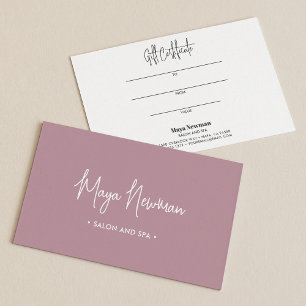 MAUVE PINK MINIMAL SIGNATURE Monogram Gift Card
