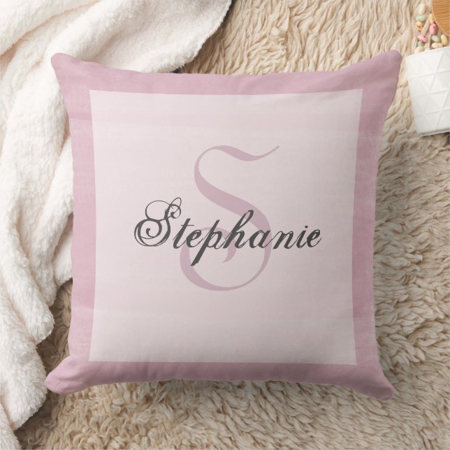 Mauve Pink Modern Unique Typography Monogram Name Cushion (Blanket)