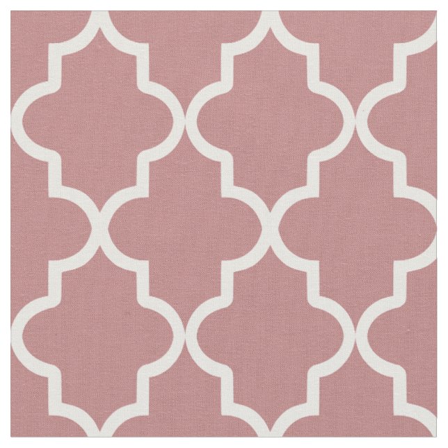 Mauve Pink Moroccan Quatrefoil Fabric (Close Up)