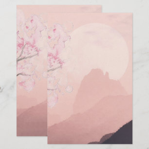 Mauve Pink Mountains and Sun Horizon Stationery