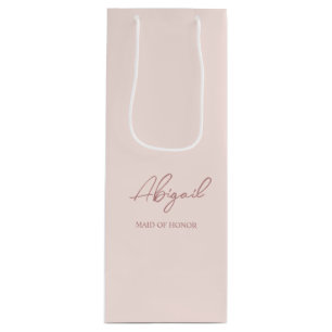 Mauve & Pink Personalised Name Wedding Party Wine Gift Bag