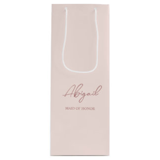 Mauve & Pink Personalised Name Wedding Party Wine Gift Bag