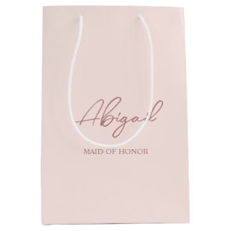 Mauve & Pink Personalised Wedding Party Name Gift Medium Gift Bag