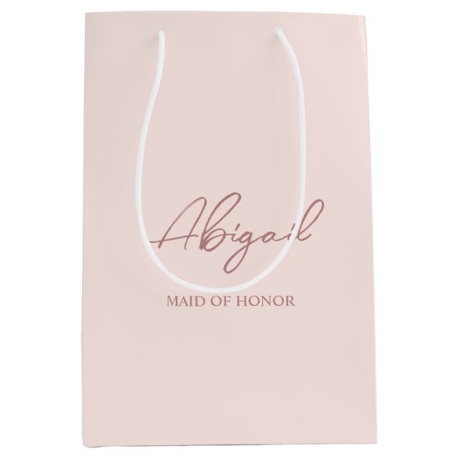 Mauve & Pink Personalised Wedding Party Name Gift Medium Gift Bag (Front)